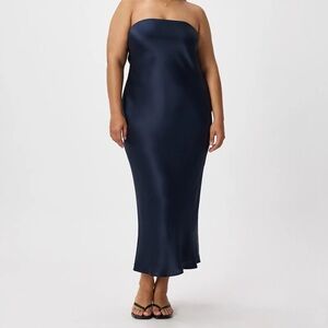 Quince 100% Washable Silk Strapless Midi Dress